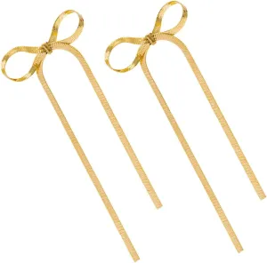 NOLITOY 1 Pair Bow Dangle Earrings for Women Tassel Design Elegant Minimalist Jewelry for Prom and Special Occasions Unique Statement Accessory