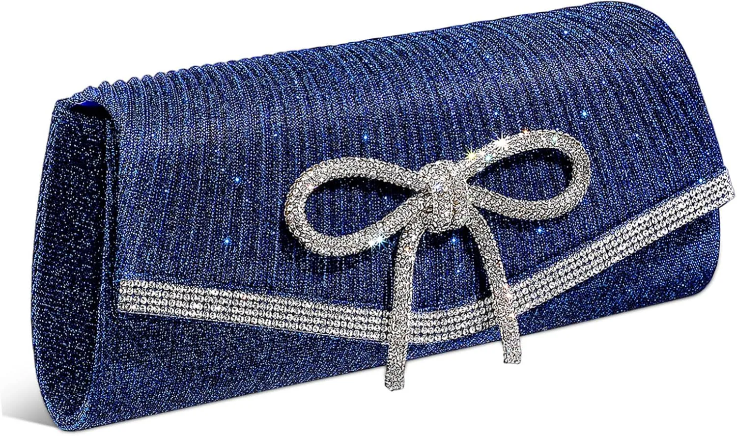 NOLITOY Women's Dark Blue Evening Bag Rhinestone Clutch Small Bow Bag for Wedding Parties Special Events