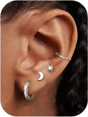 ORAZIO Small Gold Hoop Earrings for Women Hypoallergenic 14K Gold Plated Chunky Huggie Earring Sets for Multiple Piercing Dainty Earing Stacks Set Cute Silver Cartilage Jewelry Trendy Gifts
