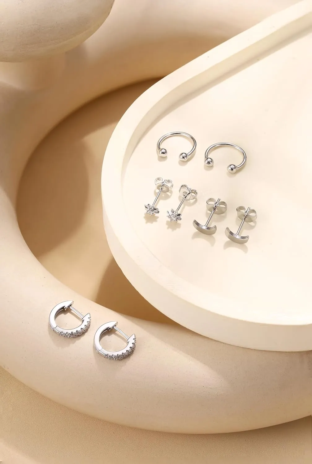 ORAZIO Small Gold Hoop Earrings for Women Hypoallergenic 14K Gold Plated Chunky Huggie Earring Sets for Multiple Piercing Dainty Earing Stacks Set Cute Silver Cartilage Jewelry Trendy Gifts