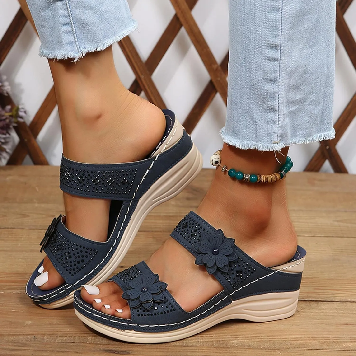 Ortho Walking Sandals for Women Sandals Women Dressy Summer Flat Gold 12w Diabetic Sandals for Women Wide Orthotic Slippers for Plantar Fasciitis Black Flats Shoes Women Women's Dressy Sandals