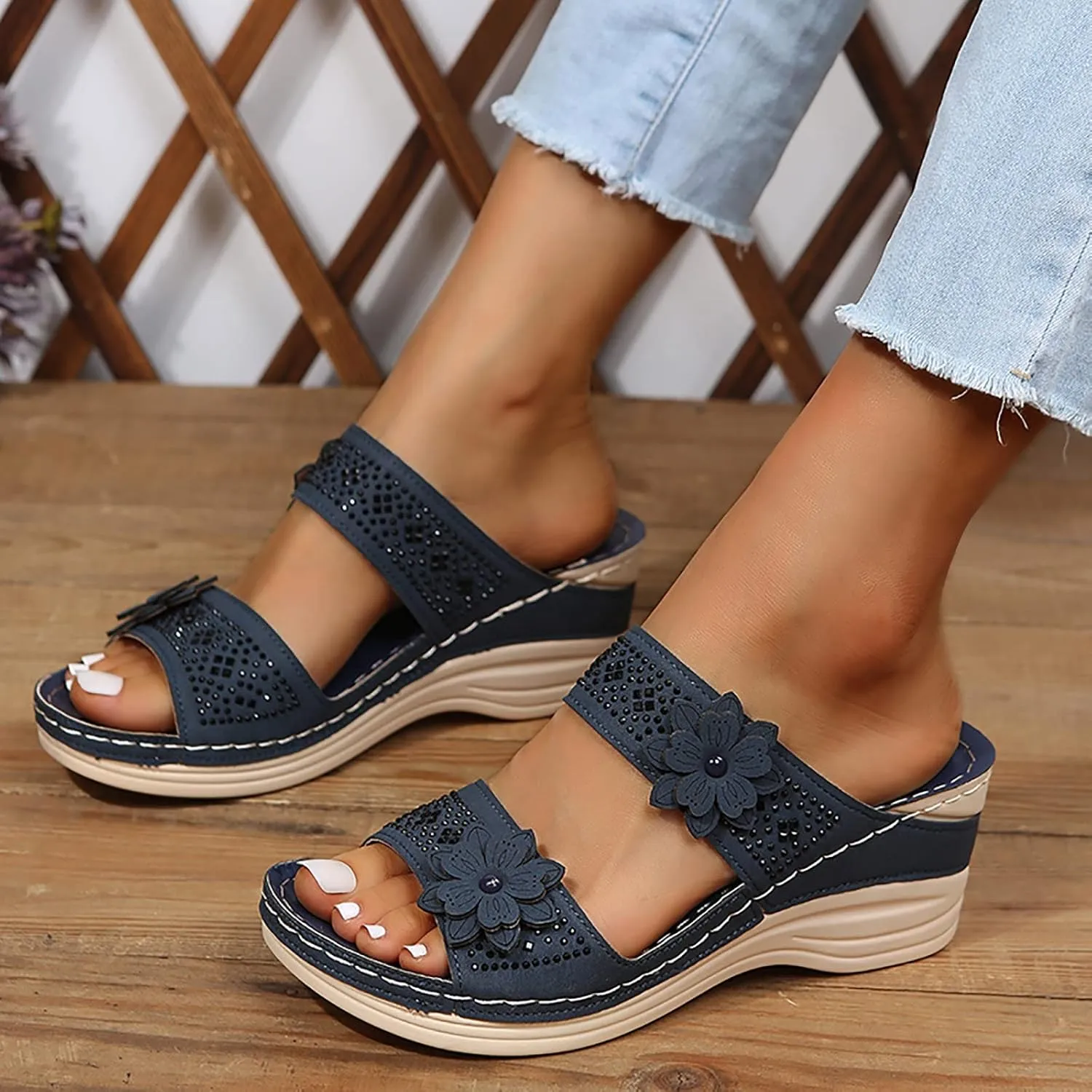 Ortho Walking Sandals for Women Sandals Women Dressy Summer Flat Gold 12w Diabetic Sandals for Women Wide Orthotic Slippers for Plantar Fasciitis Black Flats Shoes Women Women's Dressy Sandals