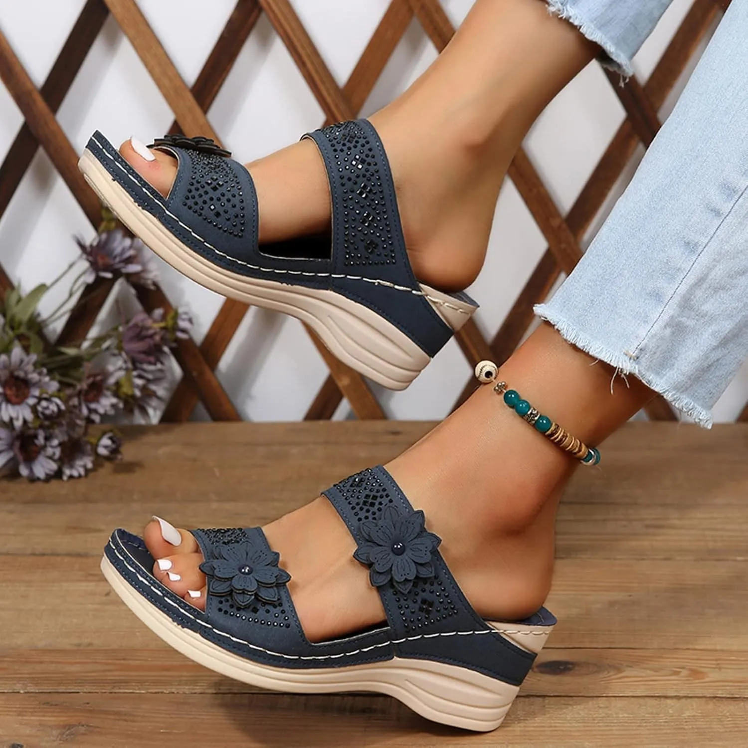 Ortho Walking Sandals for Women Sandals Women Dressy Summer Flat Gold 12w Diabetic Sandals for Women Wide Orthotic Slippers for Plantar Fasciitis Black Flats Shoes Women Women's Dressy Sandals