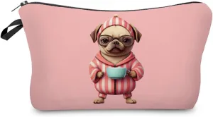 Pajama Dog Makeup Bag Cute Small Organizer Zipper Pouch Pajama Dog Cosmetic Bag Birthday Present for Women Friends