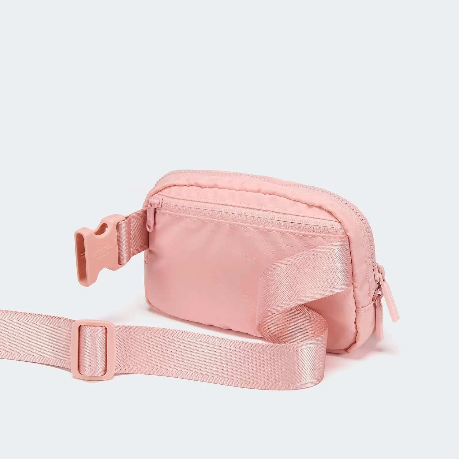 Pander Two Way Zipper Fanny Pack Nylon Everywhere Belt Bag for Women, Water Repellent Waist Packs, Crossbody Bags with Adjustable Strap (Mono Pink).