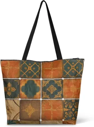 Paper Carving Tiger Women Tote Paper Bag Halloween Skeleton Foldable Tote Bag, Tie Dye Large Work Commute Bags