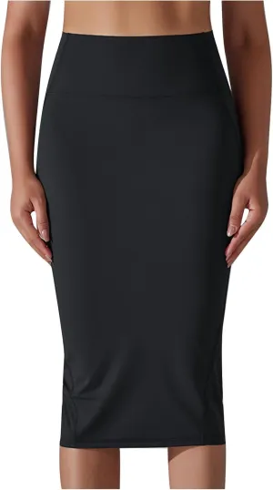 Pencil Skirt for Women Tummy Control Yoga Skirt Stretch Bodycon Skirts Below Knee Office Skirts Business Casual Skirt