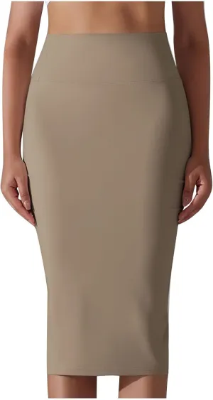 Pencil Skirt for Women Tummy Control Yoga Skirt Stretch Bodycon Skirts Below Knee Office Skirts Business Casual Skirt