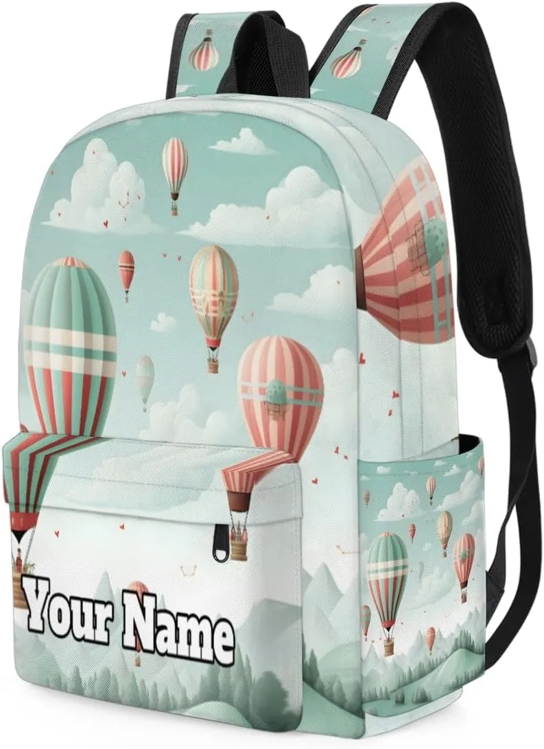 Personalized Hot Air Balloon Preschool Toddler Backpack for Boys Girls Custom Kids Name Small Bookbags Kindergarten Elementary Backpack, Colorful Hot Air Balloon
