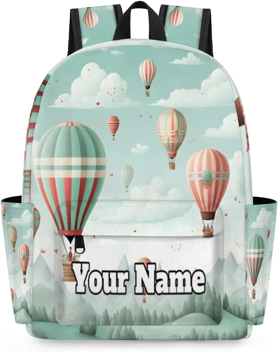 Personalized Hot Air Balloon Preschool Toddler Backpack for Boys Girls Custom Kids Name Small Bookbags Kindergarten Elementary Backpack, Colorful Hot Air Balloon