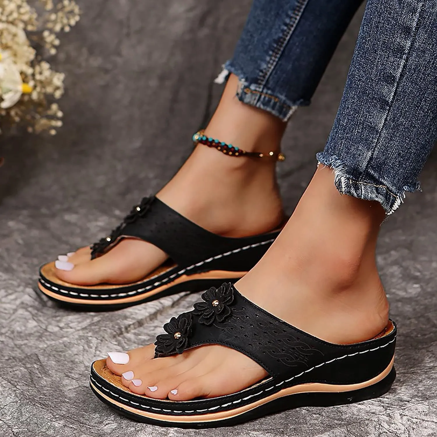 Plantar Fasciitis Sandals Closed Toe Walking Shoes Women Leather Chunky Sandals for Women Arch Support Sandals Women Comfortable Sandals for Women Womens Dress Sandals Size 8