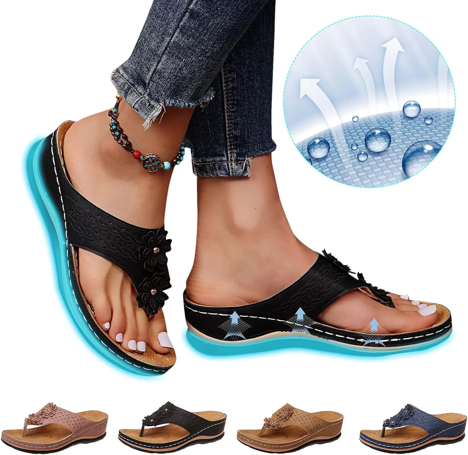 Plantar Fasciitis Sandals Closed Toe Walking Shoes Women Leather Chunky Sandals for Women Arch Support Sandals Women Comfortable Sandals for Women Womens Dress Sandals Size 8