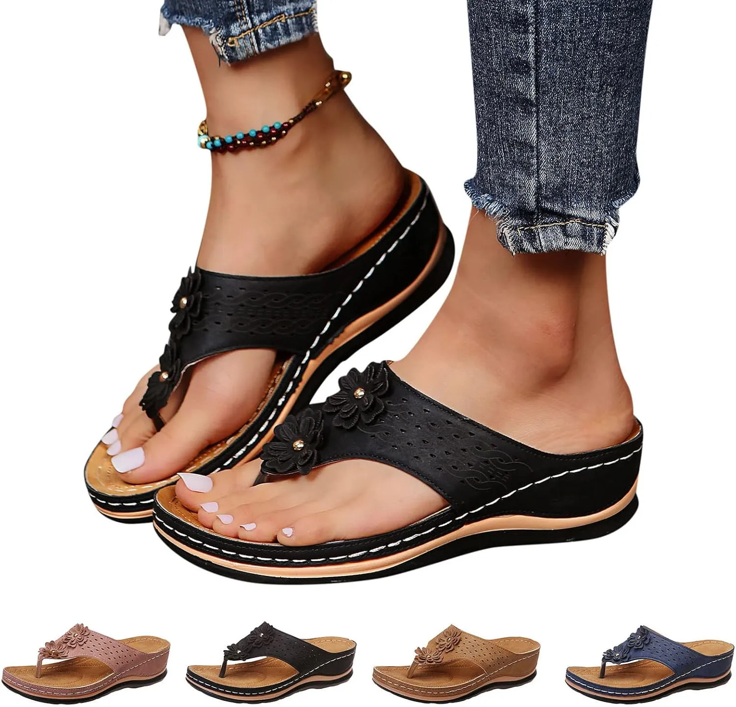 Plantar Fasciitis Sandals Closed Toe Walking Shoes Women Leather Chunky Sandals for Women Arch Support Sandals Women Comfortable Sandals for Women Womens Dress Sandals Size 8