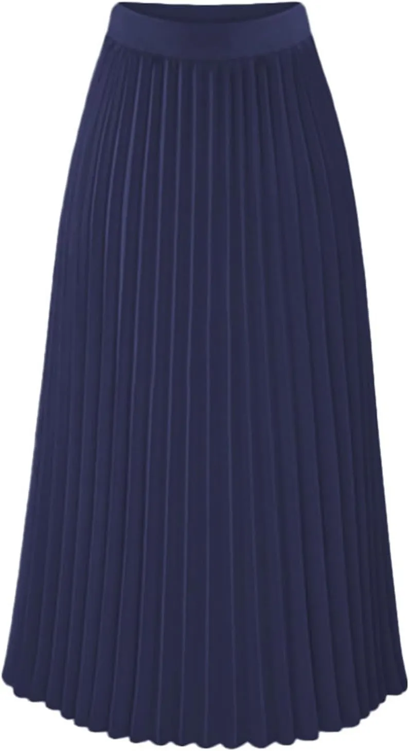 Pleated Skirts for Women Tiered Maxi Long Skirt Dress Casual High Waisted Skirt Boho Flowy Swing Fashion Skirts