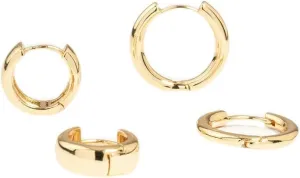 Premium Gold Plated Brass Small & Medium Huggie Earrings 2-Pack | Hypoallergenic | Elegant and Versatile