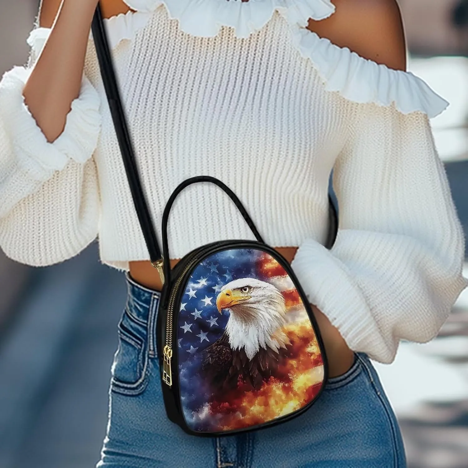 PU Leather Ladies Bag Crossbody Purse with Double Zipper Pocket Women's Double Layer Leather Shoulder Square Bags