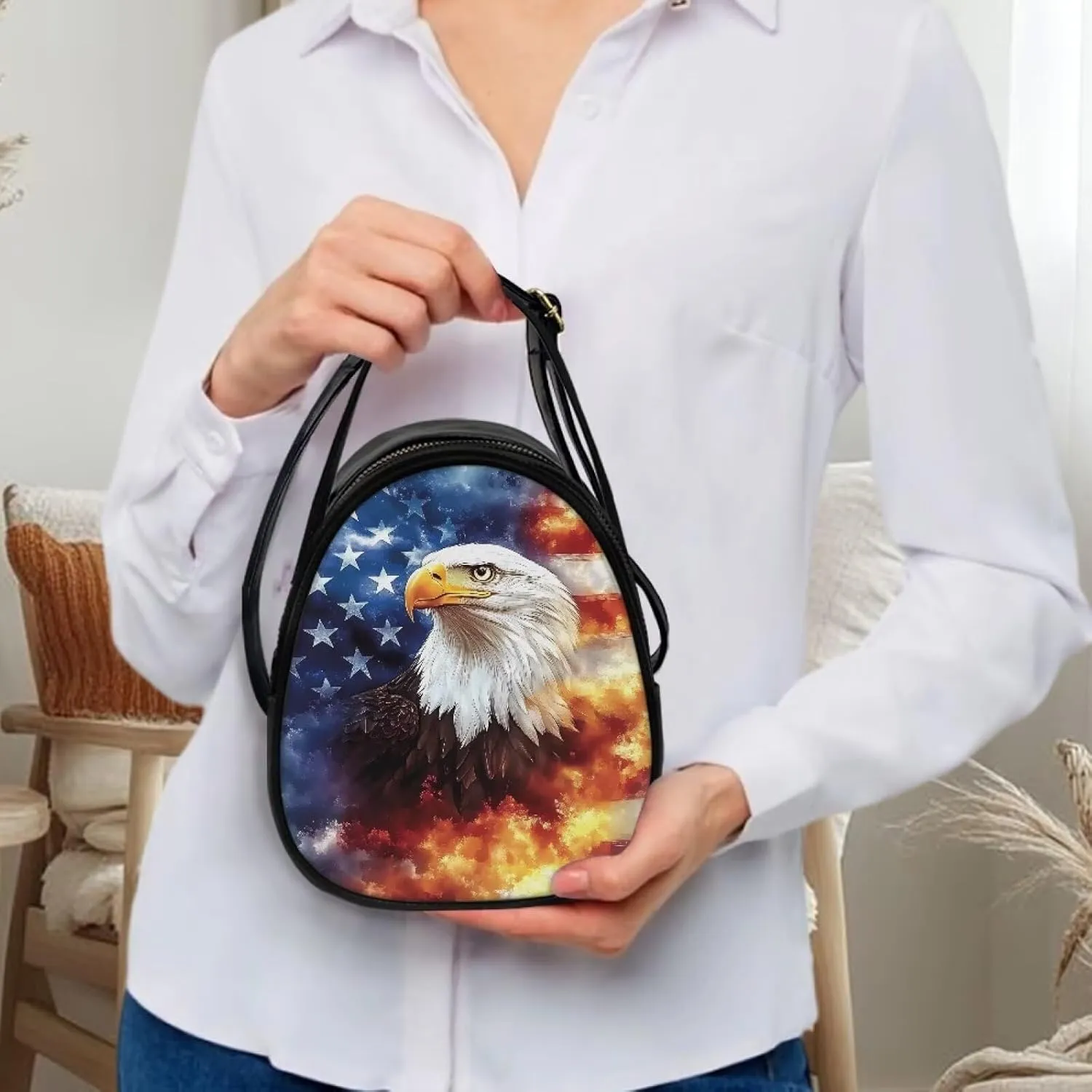 PU Leather Ladies Bag Crossbody Purse with Double Zipper Pocket Women's Double Layer Leather Shoulder Square Bags