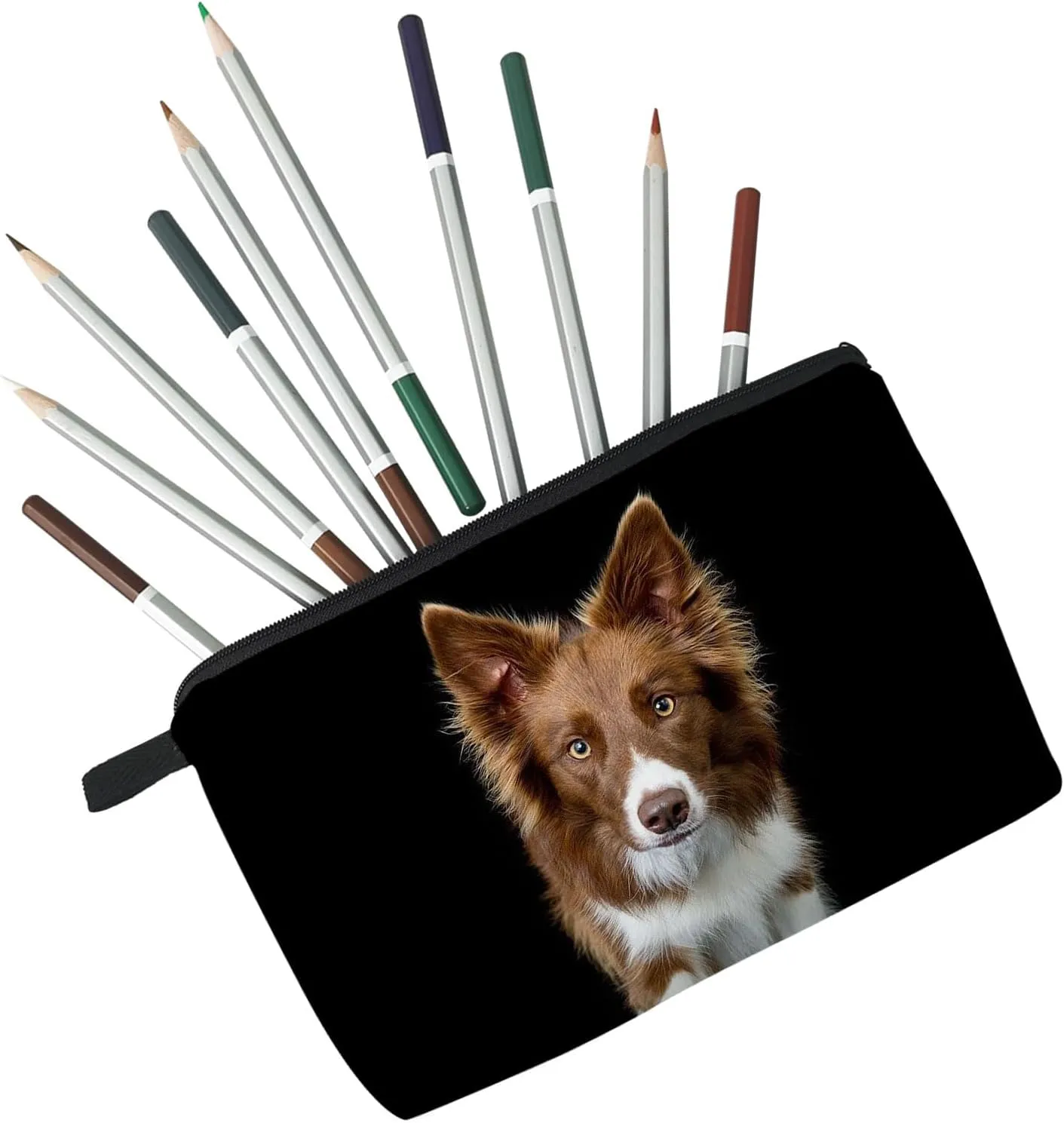 Puppy Gifts Border Collie Puppy Makeup Bag Cute Small Organizer Bag Toiletry Zipper Pouch Birthday Christmas Gift Border Collie Cosmetic Bag for Women Dog Lovers Friends