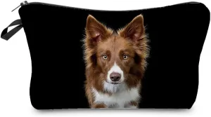 Puppy Gifts Border Collie Puppy Makeup Bag Cute Small Organizer Bag Toiletry Zipper Pouch Birthday Christmas Gift Border Collie Cosmetic Bag for Women Dog Lovers Friends