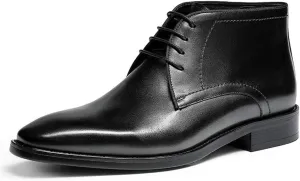 Rui Landed Work Boot for Men Ankle Boot Lace Up Style Premium Genuine Leather Block Heel Burnished Square Toe Waterproof Easy Care (Color : Black, Size : 7 M US)