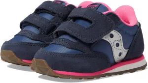 Saucony Baby Jazz Hook & Loop Sneaker, Navy/Silver/Pink, 12 US Unisex Little Kid