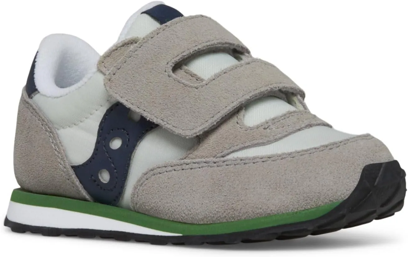Saucony Jazz Hook & Loop Sneaker (Toddler/Little Kid), Grey/Navy/Green, 7 US Unisex