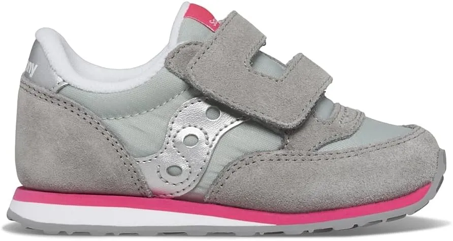 Saucony Kids Baby Jazz Hook & Loop Sneaker, Grey/Silver/Pink, 9 US Unisex Toddler