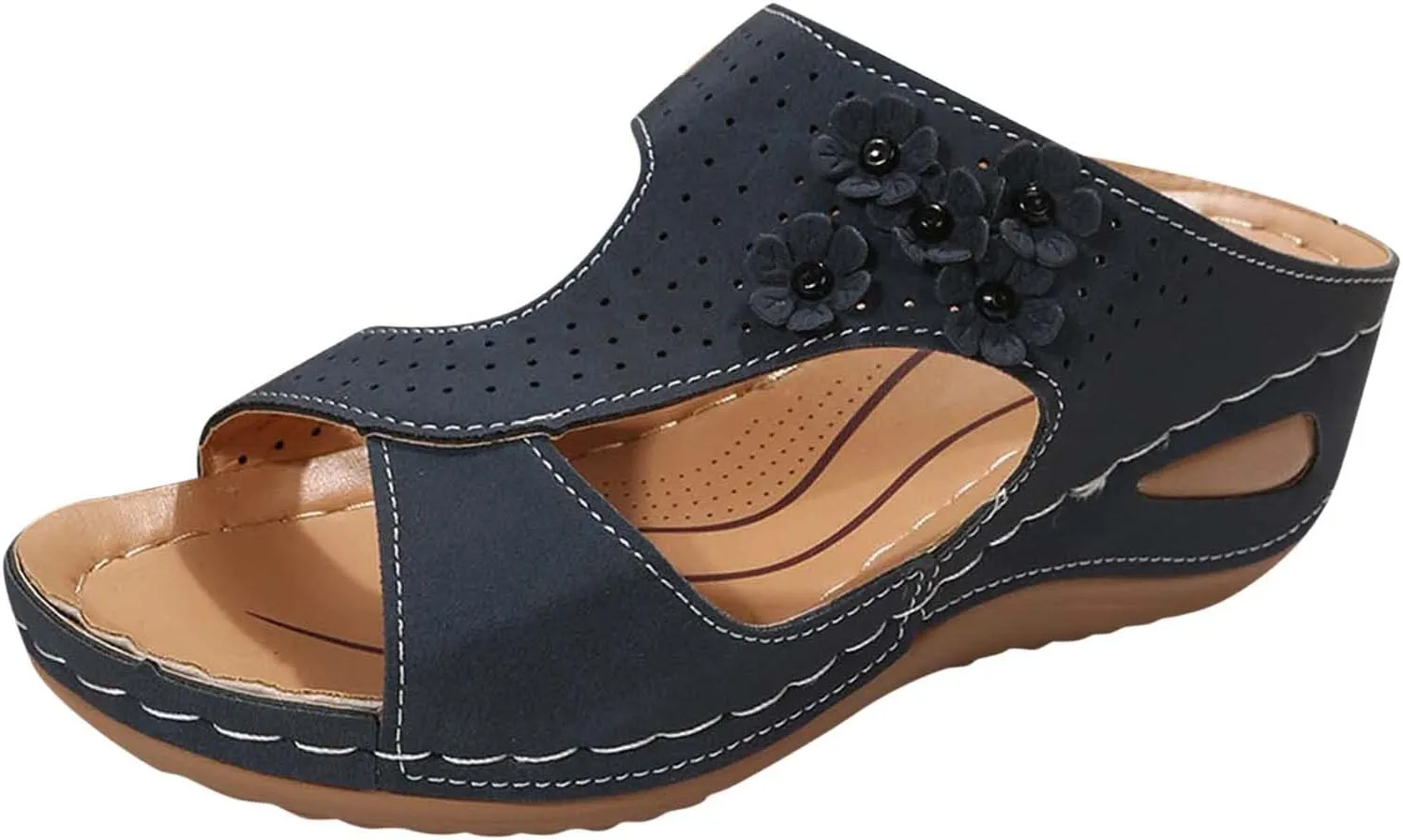 SBGMoSJ Orthopedic Backless Flats for Women Wide Width Orthopedic Shoes Women Wide Toes Box Diabetic Sandals for Women Size 10 Mens Walking Sandals Womens Sandals Size 9 Block Heel Sandals