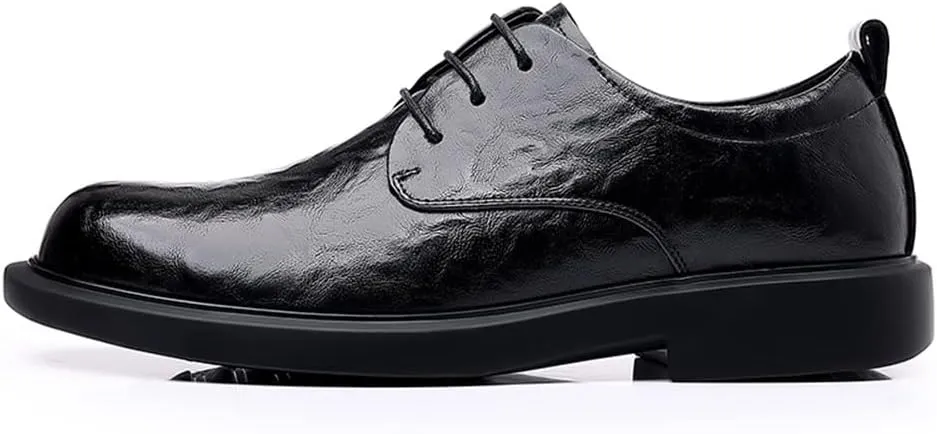 Shoes Dress Oxford for Men Lace Up Round Burnished Toe Vegan Leather Derby Shoes Resistant Non Slip Low Top Anti-Slip Prom