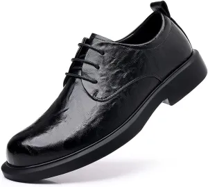Shoes Dress Oxford for Men Lace Up Round Burnished Toe Vegan Leather Derby Shoes Resistant Non Slip Low Top Anti-Slip Prom