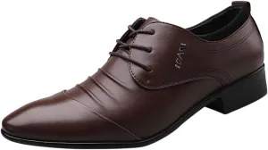 Shoes Suit Shoe Casual Shoes Male Wedding Lace Leather Men Comfortable Business Men's Leather Shoes Fashion Shoes (Brown, 46)