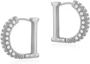 Silver Huggie Hoop Earrings for Women,Cubic Zirconia Silver Earrings Lightweight Hypoallergenic for Everyday Hoop-1023-Silver