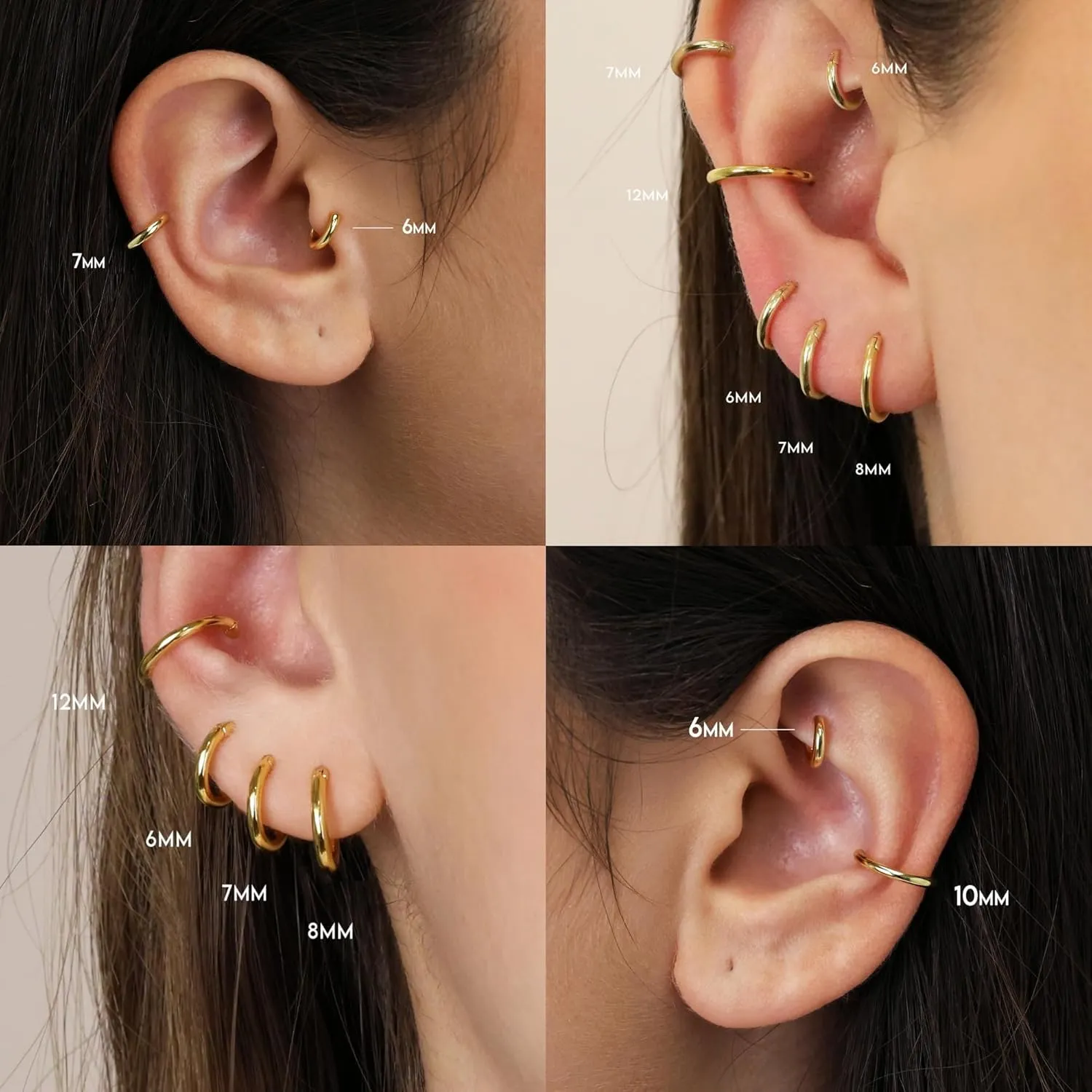 Small Gold Huggie Hoop Earrings Set for Women 14K Real Gold Plated Hypoallergenic Lightweight Earrings for Sensitive Ears Everyday Earrings Sets for Multiple Piercing Cartilage Hoop Earrings Stack Jewelry
