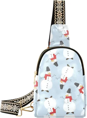 Small Sling Bag Fanny Packs Crossbody Bags for Women Cartoon Christmas Leather Fashion Chest Bag Belt Bag for Women for Travel Sports Running Hiking