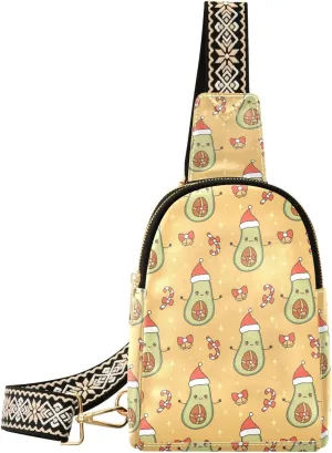 Small Sling Bag Fanny Packs Crossbody Bags for Women Cute Cartoon Avocado Leather Fashion Chest Bag Belt Bag for Women for Travel Sports Running Hiking