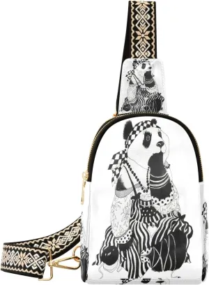 Small Sling Bag Fanny Packs Crossbody Bags for Women Ethnic Panda Girl Leather Fashion Chest Bag Belt Bag for Women for Travel Sports Running Hiking