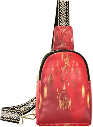 Small Sling Bag Fanny Packs Crossbody Bags for Women Happy Christmas Leather Fashion Chest Bag Belt Bag for Women for Travel Sports Running Hiking