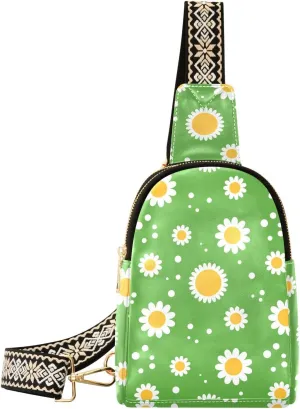 Small Sling Bag for Women Seamless Flower Pattern PC Leather Fanny Pack Crossbody Fashion Waist Packs Chest Bag for Travel Sports Running Hiking