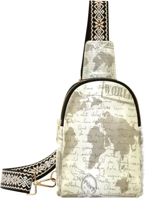 Small Sling Bag Waist Packs Leather Crossbody Packs Chest Bag Background with Sketching Paper and Butterfly for Women Travel Belt Purse