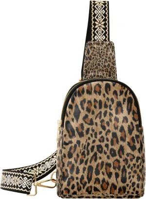 Small Sling Bag Waist Packs Leather Crossbody Packs Chest Bag Cheetah Leopard Print Animal for Women Travel Belt Purse