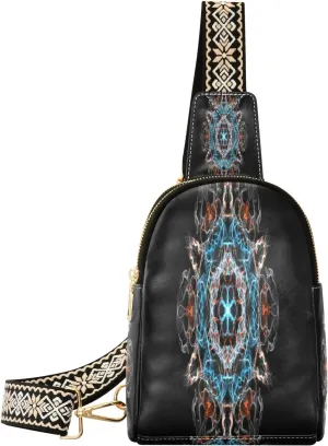 Small Sling Bag Waist Packs Leather Crossbody Packs Chest Bag Mandala Pattern for Women Travel Belt Purse