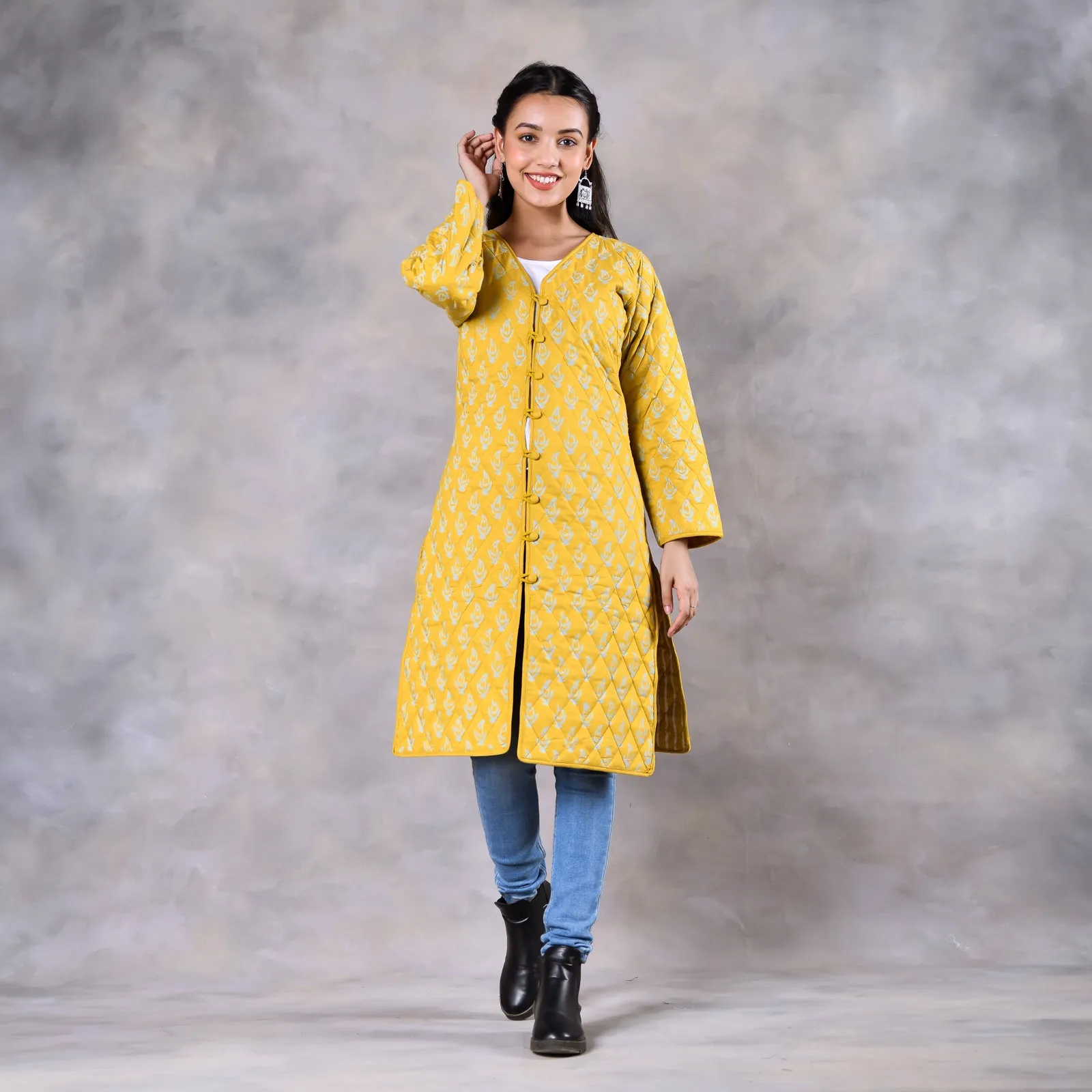 Snowdrop Mustard Reversible Quilted Jacket