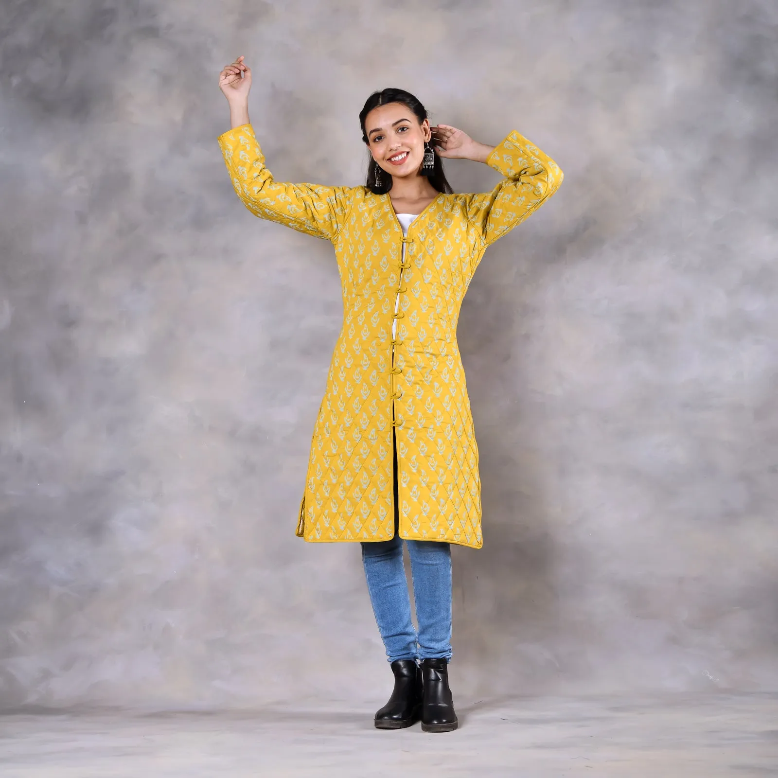 Snowdrop Mustard Reversible Quilted Jacket