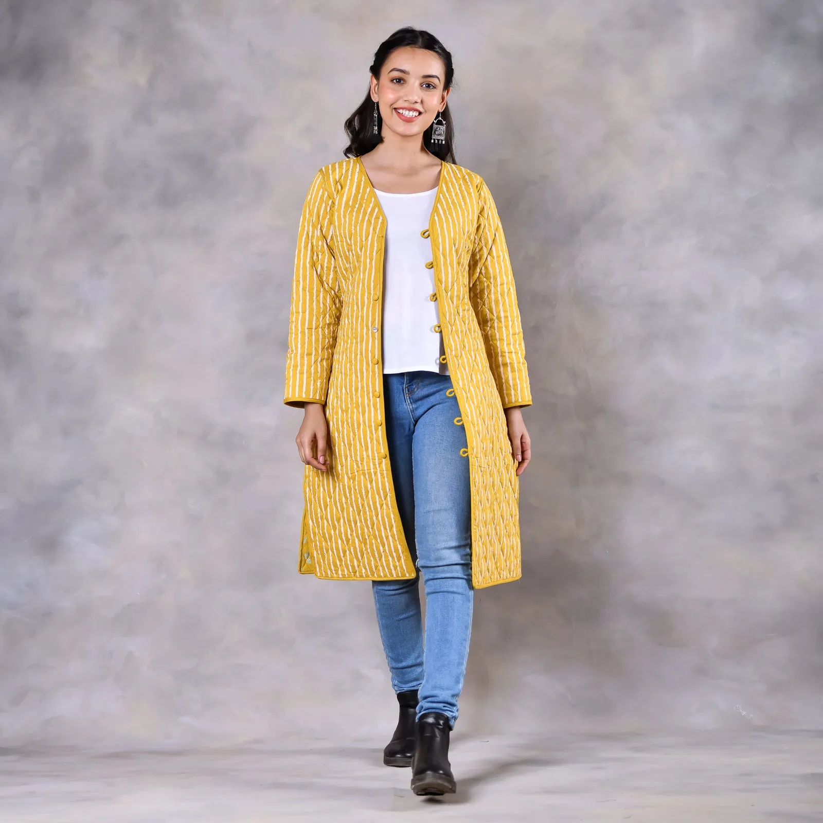Snowdrop Mustard Reversible Quilted Jacket