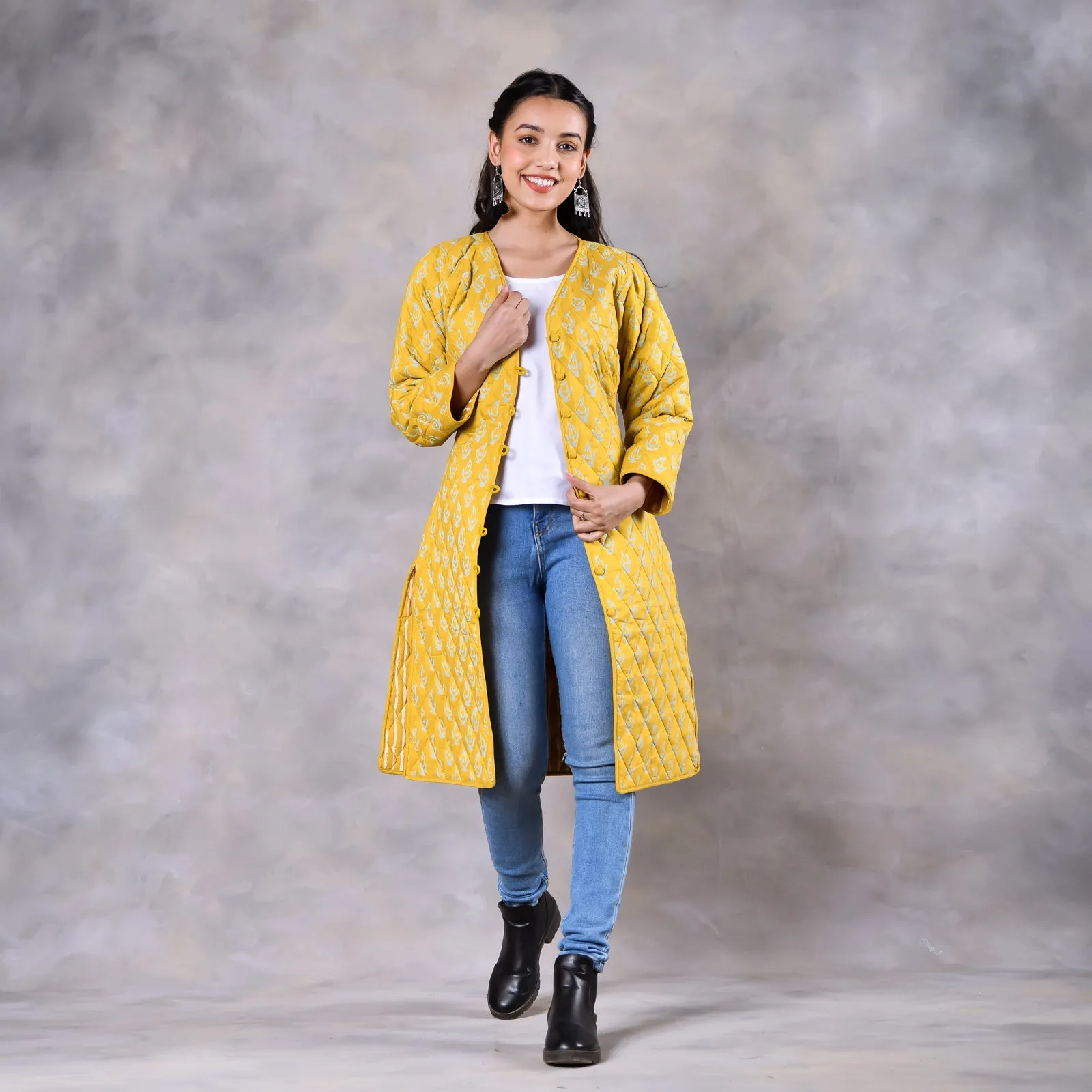 Snowdrop Mustard Reversible Quilted Jacket