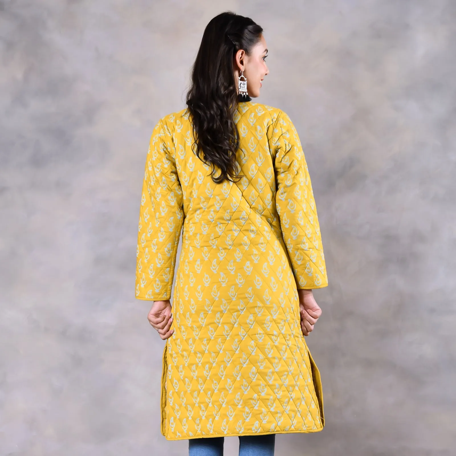 Snowdrop Mustard Reversible Quilted Jacket