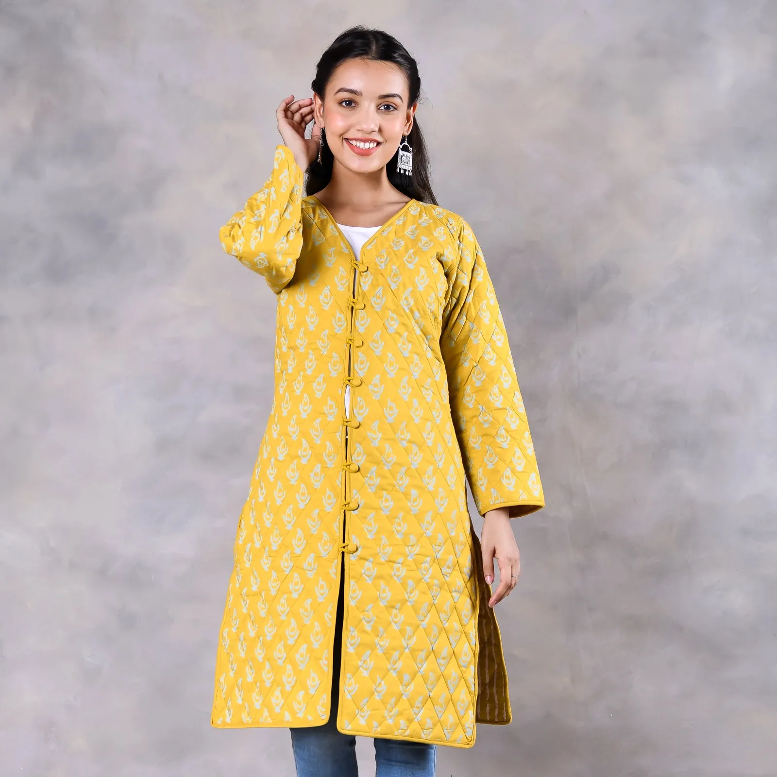 Snowdrop Mustard Reversible Quilted Jacket