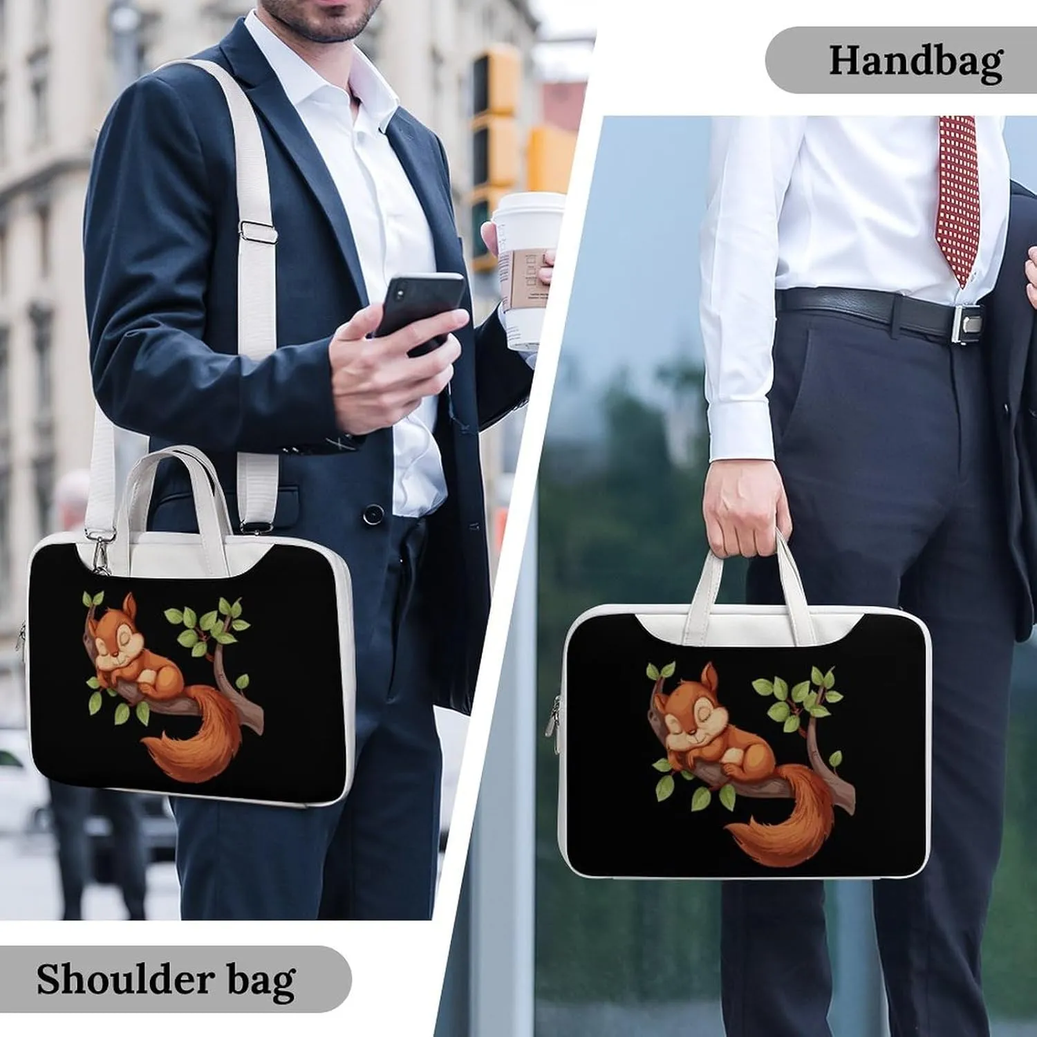 Squirrel Sleep Laptop Tote Bag Waterproof Computer Carrying Case Business Office Briefcase