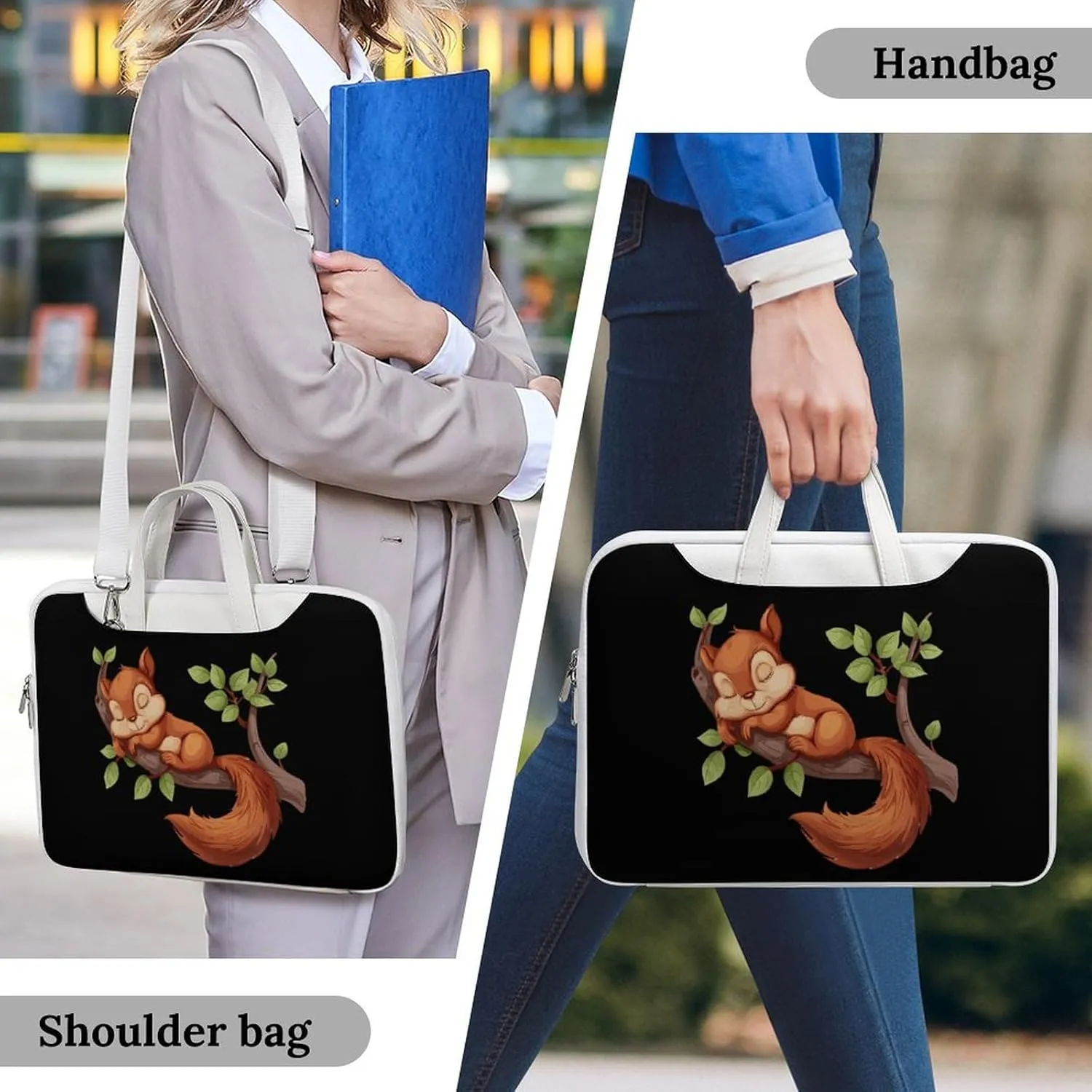 Squirrel Sleep Laptop Tote Bag Waterproof Computer Carrying Case Business Office Briefcase