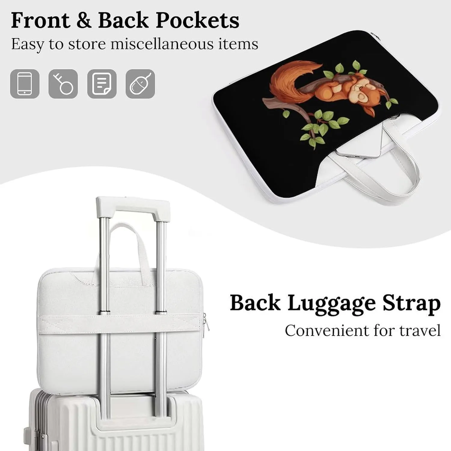 Squirrel Sleep Laptop Tote Bag Waterproof Computer Carrying Case Business Office Briefcase
